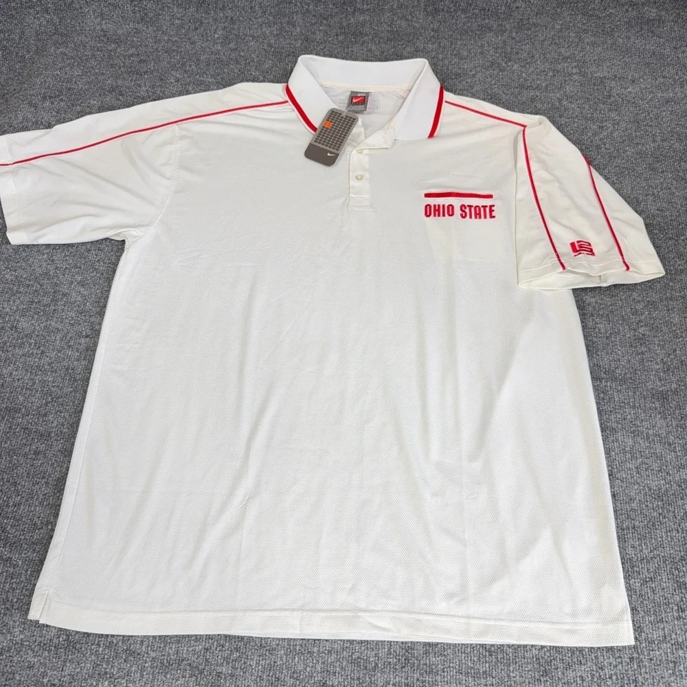 Vintage Ohio State Buckeyes Nike Golf Polo Men 3XL White LeBron James Pocket NEW